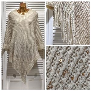 Cream sequin poncho shawl